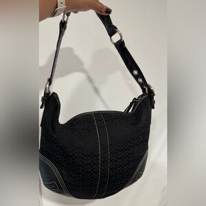 Vintage Coach Black Hobo Signature Shoulder Bag